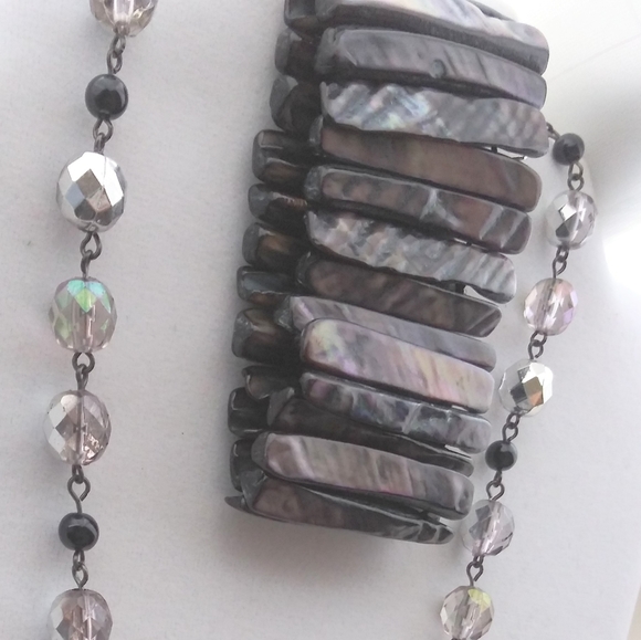 Vintage Arcrylic Necklace & Abalone bracel - Picture 2 of 7